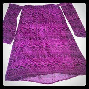 Cute Purple/Black off-shoulder dress